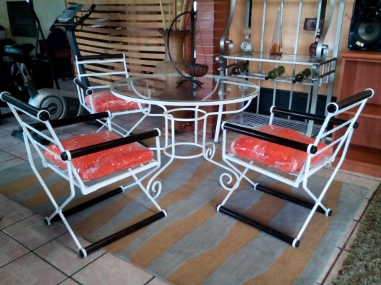 juego de comedor para terraza mesa redonda con 3 sillas