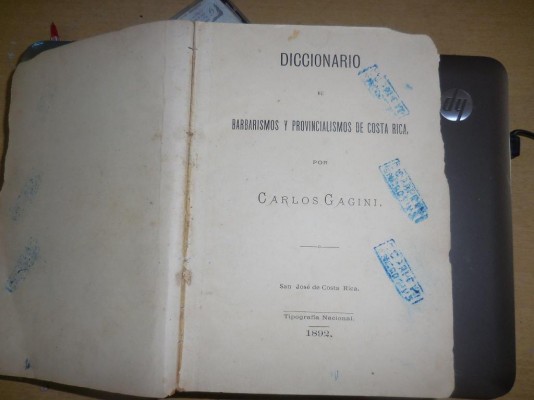 Diccionario de Barbarismos y provincialismos de Costa Rica, 1891