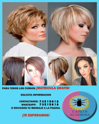 Curso completo de diferentes diseños de corte de cabello para dama en Academia Capilos